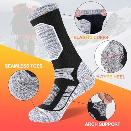 Niofind Mens Thermal Socks Thick Warm Winter Socks, 5 Pairs Black 6-8 — view 3