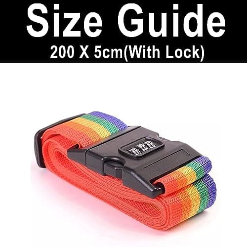 Heavy Duty Non Slip Luggage Straps for Suitcases Packing Belts Travel Accessories Adjustable Bag Strap Rainbow Colour (2 x Rainbow Straps with Lock) — view 6