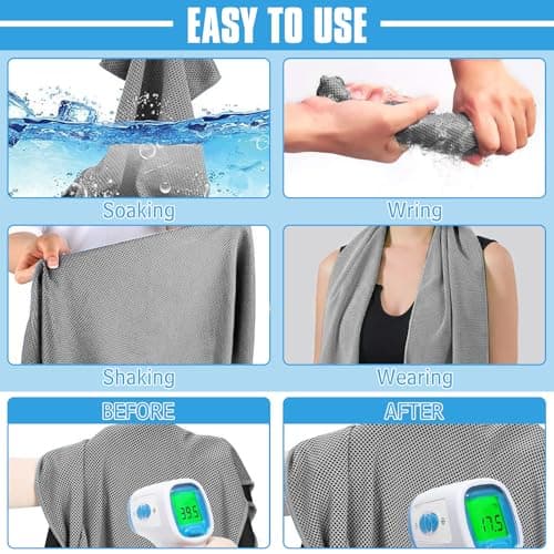 VAKKI Cooling Towel, Ice Cold Sports Sweat Towels for Instant Relief Perfect Coolings Scarf Neck,Forehead, Wristband, Bandana, Stay Cool from Over Heating During All Kinds of Sport and Exercise — view 4