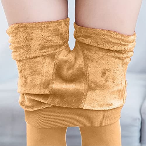 Thermal Leggings Women Girls Faux Fur Fleece Lined Leggings Petite High Waisted Tummy Control Base Layer Bottom Ladies Stretch Winter Thick Warm Joggings Cold Weather Fluffy Bum Lift Yoga Pants 6x 5xl — view 5