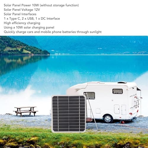 Generic 10W 12V Solar Panel Car Battery Charger High Efficiency Eco-Friendly Design for Camping Travel ABS Material 1 Unit — view 2
