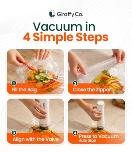 GIRAFFYCO Compact Handheld Vacuum Sealer Set with 30 Reusable Bags — view 5