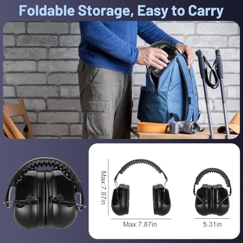 [2Packs] Ear Defenders Adults, SNR 34dB Adult Ear Defenders Noise Cancelling Headphones for Adults Hearing Protection Earmuffs, Sound Blocking Ear Muffs for Autism Shooting Construction Mowing — view 3