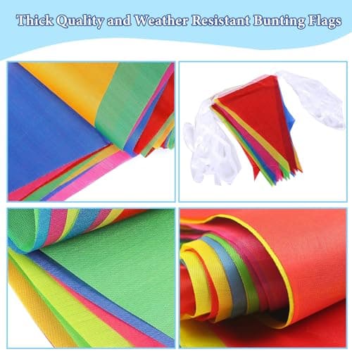 Bunting Banners Multicolor Nylon Fabric Triangle Flags Outdoor Garden Banner for Wedding Birthday Party Garden Brand Opening Home Festival Decorations (40 Meters 80 Flags) — view 3