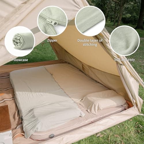 Naturehike Cotton Sleeping Bag Liner 210 x 75 cm, Cotton Travel Sheet Camping Sleep Bag Liner with Pillow Slot, Portable Lightweight Backpacking Essentials for Camping Hostels Picnic Hiking (Green) — view 5
