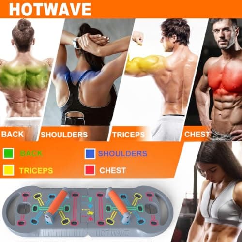 HOTWAVE Portable Exercise Equipment with 16 Gym Accessories.20 in 1 Push Up Board Fitness,Resistance Bands with Ab Roller Wheel,Full Body Workout at Home,Patent Pending — view 3