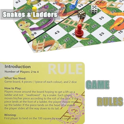 KOKOSUN Snakes and Ladders Board Game Set -32 Centimeters, Magnetic Folding Travel Board Game for Kids — view 5