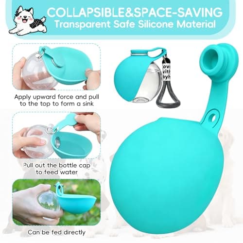 Viilich 2-in-1 Portable Dog Water Bottle for Travel, Foldable Silicone Bowl and Dog Travel Water Bottle, 10oz/285ml Leak-Proof Pet Drink Dispenser for Walking, Road Trips and Hiking — view 3