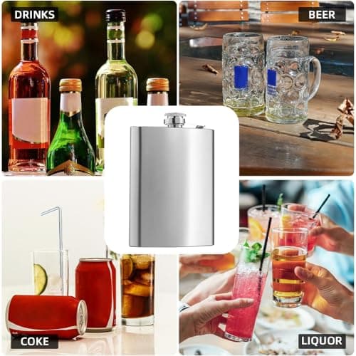2 Pack 8oz Hip Flask with 2 Funnel, Stainless Steel Hip Flasks for Men Women, Portable Pocket Hip-Flask Alcohol for Climbing Camping Hiking Party Barbecue Bar Party — view 4