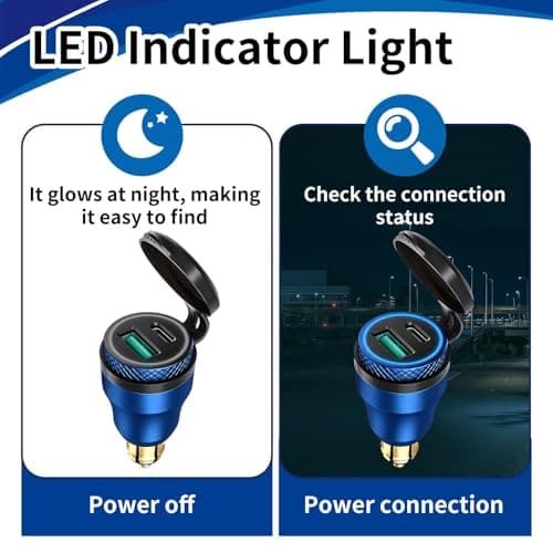 30W Motorcycle USB Charger DIN Plug Type C+USB A Fast Charging Adapter — view 3