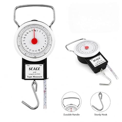 Portable Fish Weighing Scale 22 kg / 50 Ibs Hanging Hook Scale Including 1 m Measure Tape Luggae Weighing Scales by HomeElabador — view 5