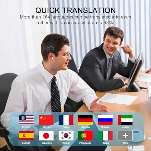 3-in-1 Buletooth 5.4 Translator Earbuds with 7 Translation Modes, 49H Playtime, AI Language Translation Earbuds Real Time, 164 Languages Headphones Translator In Ear for Travel Business Learning White — view 4