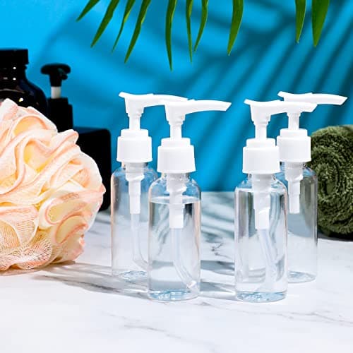 4 Pack Transparent Travel Bottles Pump Bottle Clear Mini Soap Dispenser Plastic Foamer Bottle Travel Pump Bottle for Lotion, Toiletries, Shampoo — view 6