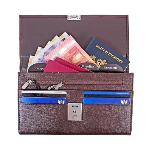 AR BRAND EST. 2021 Travel Document Wallet Organiser with Lock for Passport (Dark Brown) — view 2