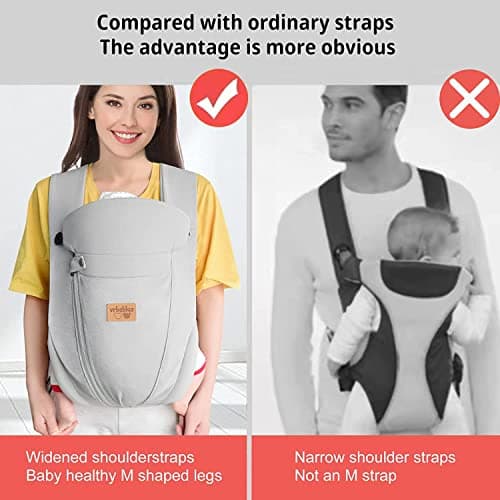 vrbabies Baby Carrier from Newborn, Ice Silk Baby Sling with Adjustable Belt & 3D Breathable Mesh, Face-in and Face-Out Front and Back Carry for Newborns and Older Babies 4-15kg(Light Grey) — view 4
