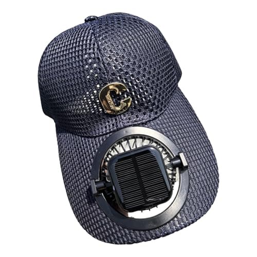 Solar Powered USB Rechargeable Cooling Hat for Travel, Black
