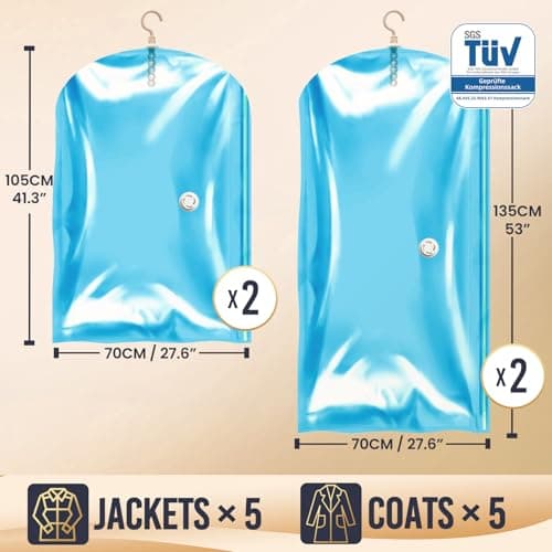 TAILI Hanging Vacuum Storage Bags, Vacuum Storage Bags for Coats, 4 Combo — view 5