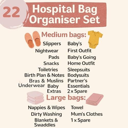 Hospital Bag Organiser Pouches 22 With Labels Hospital Bag Maternity Essentials For Baby Maternity Organiser Bags For Mum And Newborn Pregnancy Essentials Pouches For Mum And Baby In Various Sizes — view 4