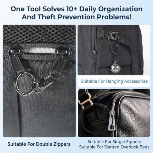 12Pcs Anti Theft Zipper Clips Set Zinc Alloy Zipper Lock(Black) — view 5