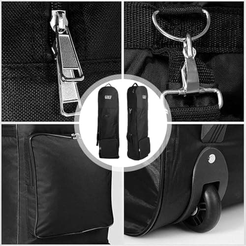 BREEZENEST Golf Travel Bag with Padded Cover & Included Bag 130cm Nylon Flight Case for Airline Travel & Holiday Transport Black Golf Travel and Flight Bags for Club Protection — view 6
