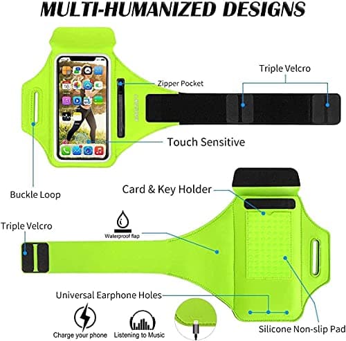 HAISSKY Running Armband with Earbud Pocket,Sweatproof Phone Armband 6.9" — view 3