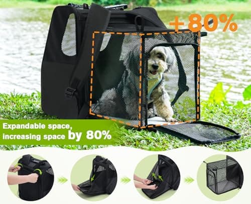 Pecute Cat Backpack Carrier Expandable, Breathable Cat Backpack,Black — view 2