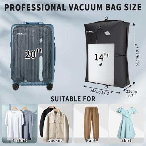 EULANT Vacuum Storage Bags for Travel, Reusable Vacuum Zipper Sealer Bag for Clothes, Compression Packing Cubes for Suitcases/Luggage/Backpack,With IPX8 Airtight Zipper & Waterproof & Space Saver — view 2