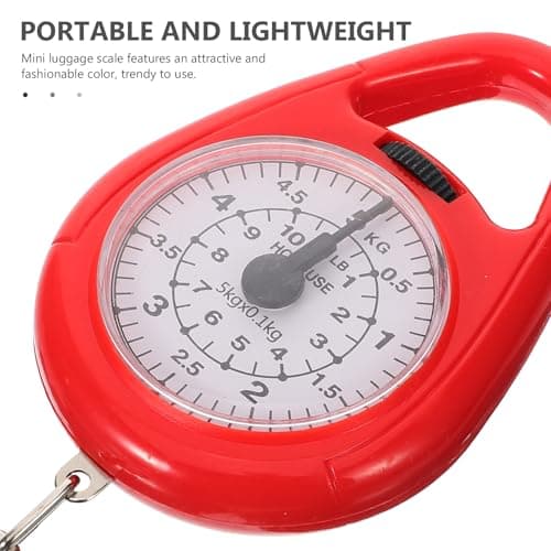 Mini Spring Hanging Weight Scale 5kg Red Steel Abs Pvc with Hook — view 3
