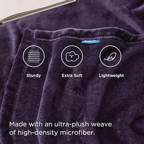 Bedsure Fleece Throw Blanket for Bed - Flannel Fleece, Purple, 150x200 cm — view 3