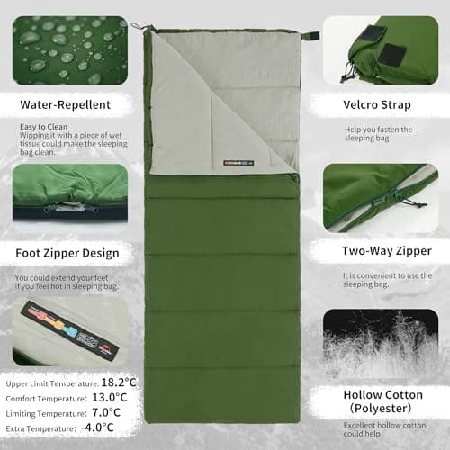 Naturehike Sleeping Bags for Adults, Lightweight Rectangular Spliceable 3 Season Sleeping Bag, for Outdoor Camping, Hiking Green — view 3