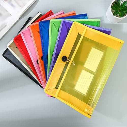 Document Folder, A4 Waterproof Plastic File Folders, Document Wallet Files Folder, Stationery and Office Supplies, Large Capacity File Organizer for School Home Office (Beige) — view 5