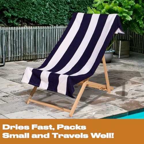 Dreamscene Stripe Beach Towel Navy, Swimming Pool Beach Holiday Essentials Gym Microfibre Beach Towels for Adults Kids Quick Dry Towel, 71cm x 152cm — view 4