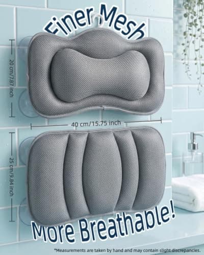 KEIY Bath Pillow For Tub, 2-Piece Head And Back Support, Grey — view 3