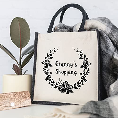 Stickerscape Grandma Wreath Shopping Canvas Bag (Grandma - Black) Christmas Gift for Grandma Mothers Day Gifts for Mum or Grandma Grandma Gifts Nana Gifts Nan Gifts Reusable Shopping Bag — view 2