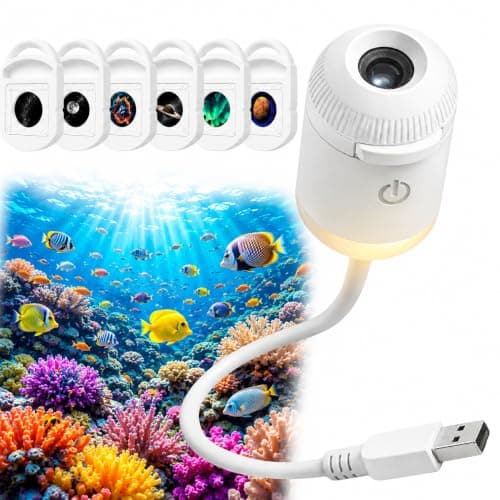 LMIX Galaxy Projector Night Light, 2-in-1 Holographic Star 5d Projector Plug and Play hd Star Smart Ceiling Projectors Lamp 360° Space Starry Sky USB Projection (with 6 Films)
