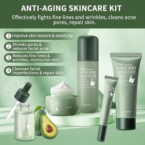 Avocado Skin Care Set, 13-In-1 Travel Skincare Kits for Hydrating & Soothing Skin, Daily Care Routine Kit with Avocado, Anti Aging Facial Kit for Women, Reduces Acne, Fine Lines & Wrinkles. — view 2
