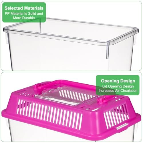 UKCOCO 4 pack Portable Fish Tank Handheld Plastic Aquarium with Handle Transparent Turtle Box Small Fish Tank for Goldfish Turtle Hamster Breeding Case Pet Transport and Feeding — view 5