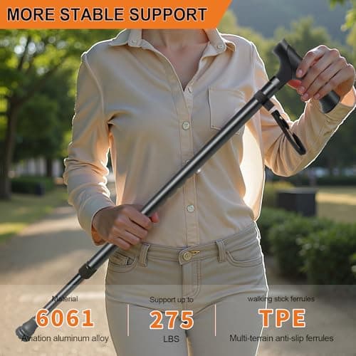 ispuoocti Adjustable Walking Stick All Day Support with Comfortable Grip Walking Aids for the Elderly Lightweight Anti Slip Walking Sticks for Men Women in Multiple Colors for Walking and Short Trips — view 3