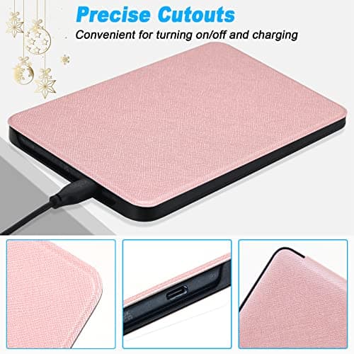 DMLuna Case for Kobo Clara Colour/Clara BW/Clara 2E 6"eReader, Ultra Slim Lightweight Folio Premium PU Leather Protective Cover with Auto Sleep/Wake Function, Rose Gold — view 5