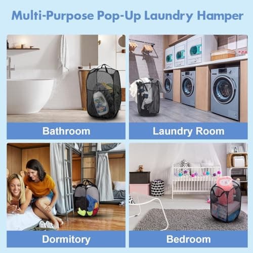 Laundry Hamper, Durable Pop Up Collapsible Laundry Baskets(36x36x60cm) — view 5