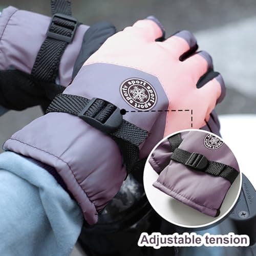 BSITSSS 2 PCS Thermal Gloves Winter, Ski Gloves Touchscreen Windproof, Pink Purple Anti-Slip Ski Mittens for Skiing Snowboarding Running Cycling Hiking Snow Outdoor Sports — view 3