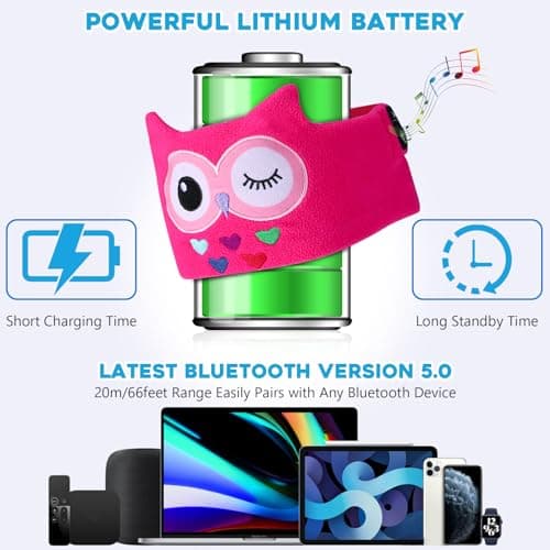 Luckits Kids Bluetooth Eye Mask for Sleeping Kids Headband Headphones Musical Sleep Eye Mask with Speakers Wireless Bluetooth Headband Headset Blackout Eye Covers Blindfolds for Travel (red) — view 3
