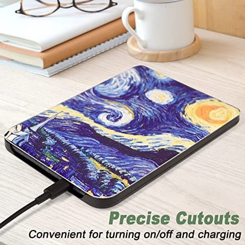 DMLuna Case for Kobo Clara 6" eReader, Ultra Slim Lightweight Folio Premium PU Leather Protective Cover with Auto Sleep/Wake Function, Starry Night — view 5
