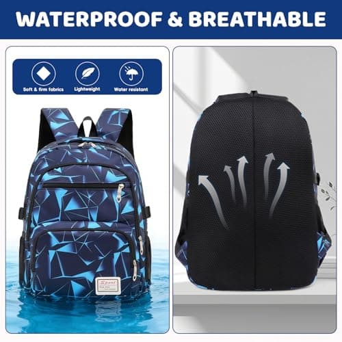 Aucuu School Bags for Boys Backpack Sets, 3 in 1 Book Bag Set Large Capacity, Waterproof Lightweight Primary Middle Schoolbag with Crossbody Bag & Pencil Case for Kids Children Students Teens — view 5
