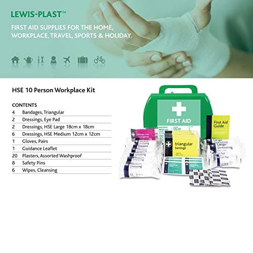 LEWIS-PLAST Premium Small 1-10 Persons Polypropylene First Aid Box - Complete with Integrated Carry Handle and Unique Flip-up Wall Mounting System - Meets Health & Safety Executive Guidelines — view 3