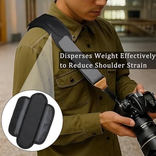 1Pcs Black Universal Shoulder Strap Pads,Breathable Detachable Universal Replacement Shoulder Cushion,for Guitar Straps, Camera Bag, Laptop Bags, Luggage(Black) — view 2