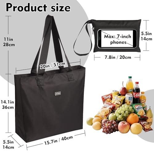 AOTIAN Reusable Grocery Bag, Foldable Shopping Tote Bag with Zipper Closure — view 3
