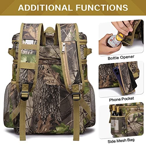 Laripwit Cooler Backpack 54 Cans Insulated Backpack Cooler Bag Leak-Proof Camo Double Deck Picnic Backpack for Men Women - Perfect Tactical Cool Bag Rucksack for Camping, Lunch, Beach — view 5
