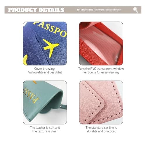 YMWALK Mr and Mrs Passport Wallet and Luggage Tag Set, PU Leather Travel Essentials for Couples, Cute Honeymoon Gift, Credit Card and Business Card Holder (Gray) — view 4
