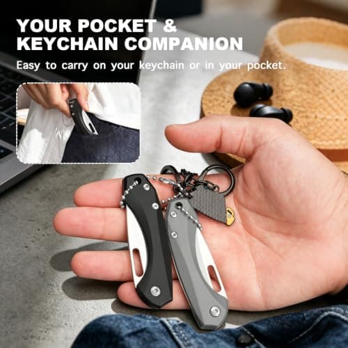 DRACHENADER 2-Piece Folding Pocket Knife Set, UK Legal Non-Locking 2.09 Inch Blade, 3Cr13MoV Steel Silver & Black Mini Manual Non-Assisted Utility Knives for Package Opening — view 5